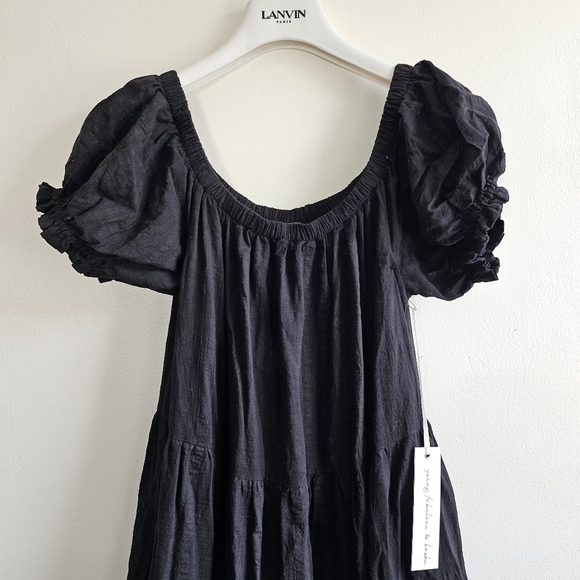 New Young Fabulous & Broke On/Off Shoulder Tiered Black Maxi Dress NWT Small - Picture 7 of 14